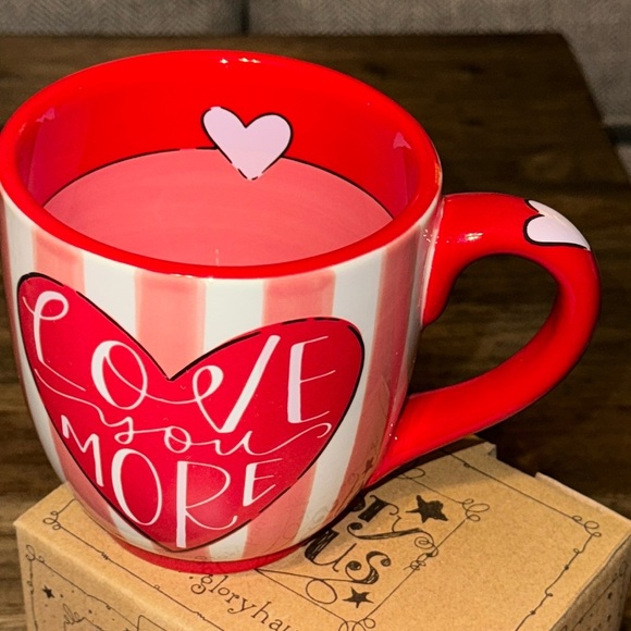 NWT Glory Haus Red/White Heart Lg Coffee/Tea Mug Cup ‘LOVE YOU MORE’ Kalyn Dunks - Picture 11 of 16